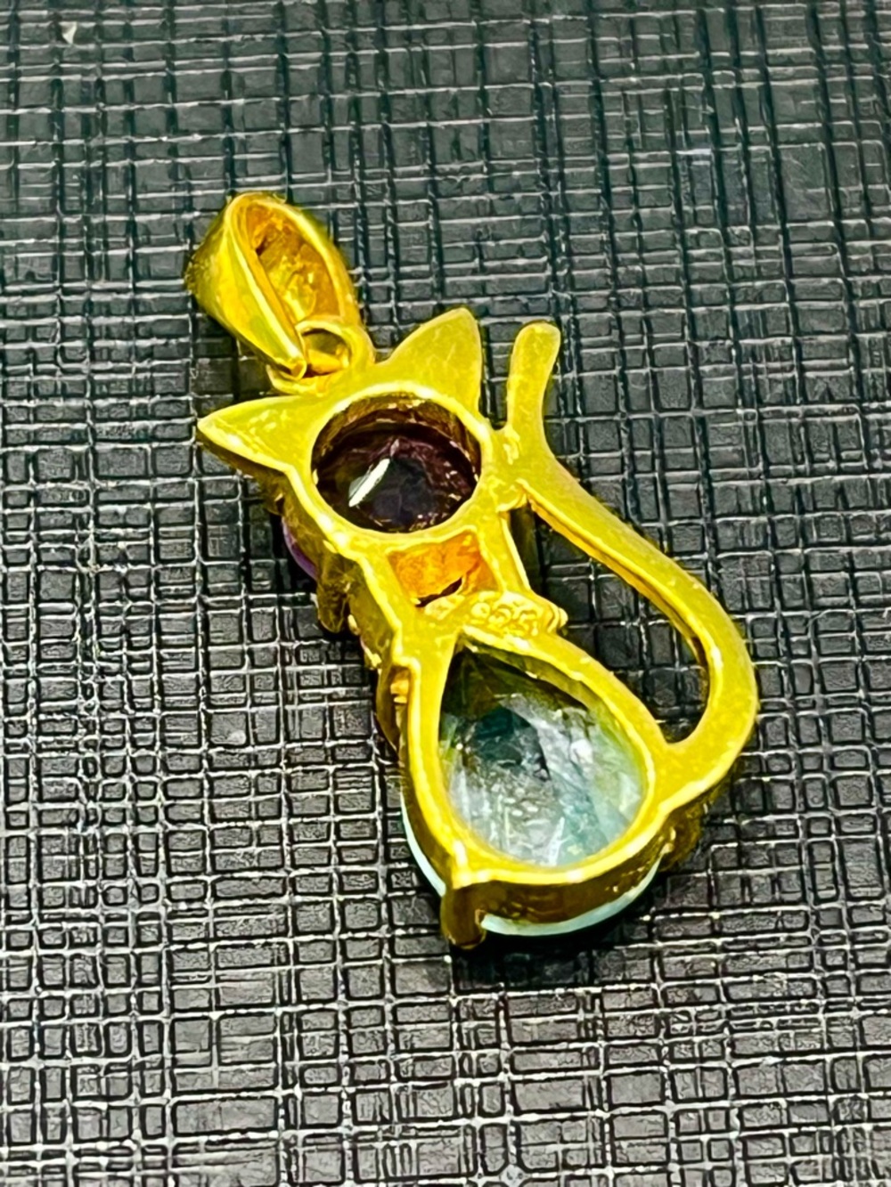 14KGP Genuine Topaz Amethyst Garnet Pendant - Picture 4 of 5